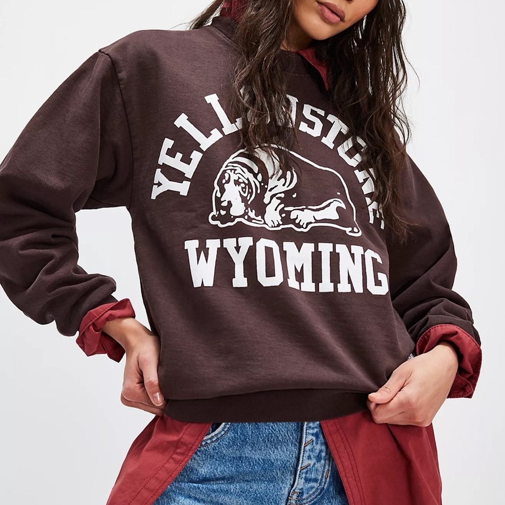Free People Yellowstone Wyoming Hound Dog Crewneck Sweatshirt